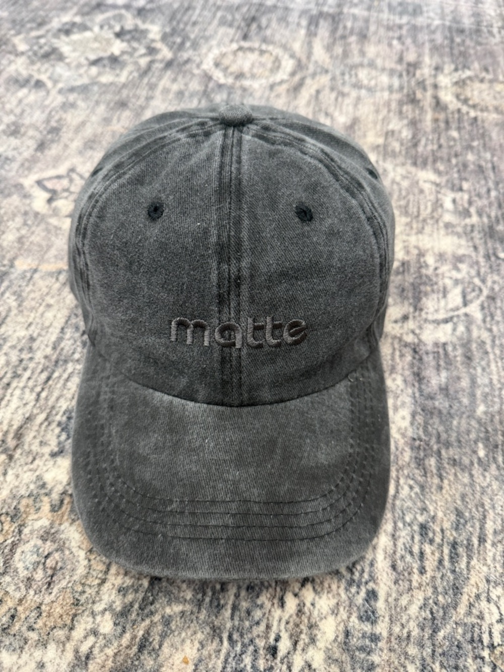 Matte Collection Embroidered Washed Black Baseball Cap NWOT